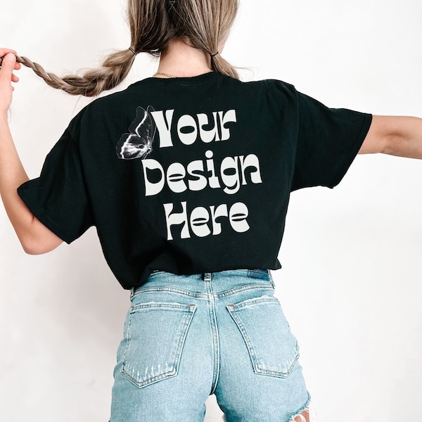 bella back mockup 3001 back mockup Black Bella Canvas tshirt mockup model Back of Shirt Mockup Black Shirt Mockup words on back mockup boho