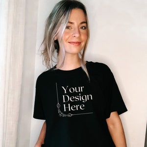 Gildan 5000 Mockup, Gildan 5000 Heavy Cotton Black T-Shirt Mock Up, Tshirt Mockup, Minimal Mockup, Model Mockup, Oversized Shirt Mockup