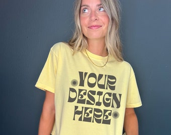 Comfort Colors 3023cl mockup 3023cl butter boxy tee mockup comfort colors boxy tee mock crop t-shirt mockup crop top mock up tshirt mockup