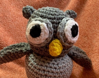 Crocheted Grey Owl Plushie