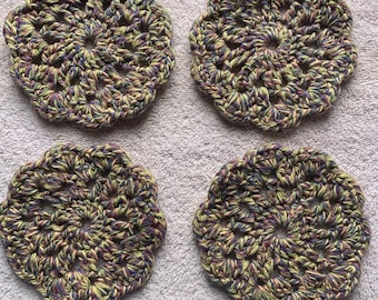Posavasos de flores multicolores tejidos a crochet