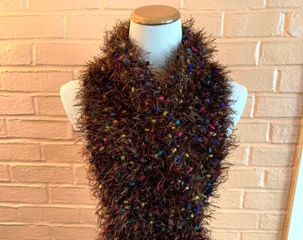 Cozy Chocolate Brown Hand-Knit Scarf - Special Discount