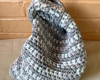 Bolsa de nudo japonés (pequeña): bolsa de mercado de hilo de algodón jaspeado: blanquecino, beige y gris