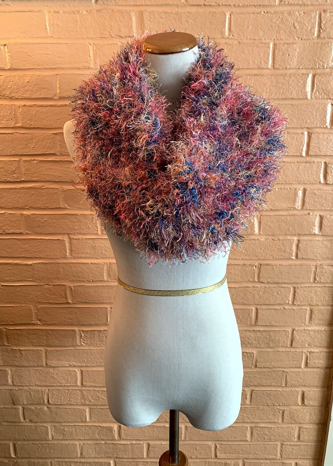 Handmade Knit Infinity Scarf - Multicolored, Extra Fuzzy and Warm - Etsy