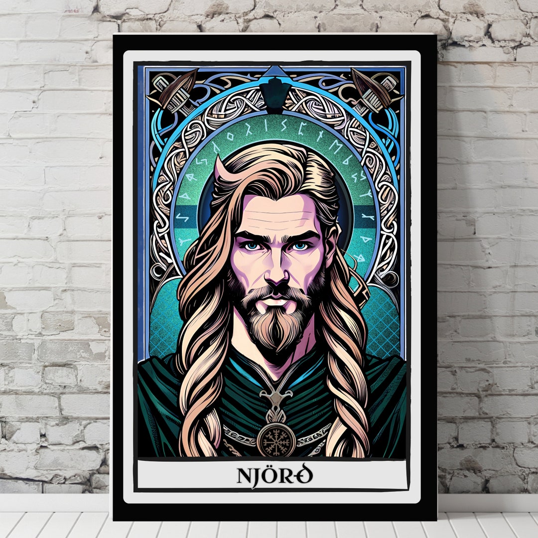 Norse God Njord Njordr Art Print Poster, Norse Mythology Vanir God Art