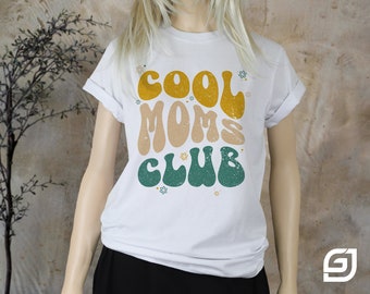 Cool Moms Club - Oversized Damen T- Shirt | variable Ärmel | Retro Hippie Style, destroyed Look | schwarz oder weiß | Muttertag | DF031