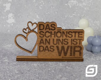 The most beautiful thing about us is the WIR wooden stand decoration | Mahogany real wood veneer 6 mm base | Valentine's Day, love, friendship, gift