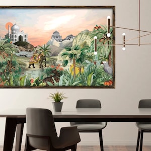India Print, Collage Art, Taj Mahal Print, Monkey Print, Elephant Print, Jungle Print, Exclusive Wall Art