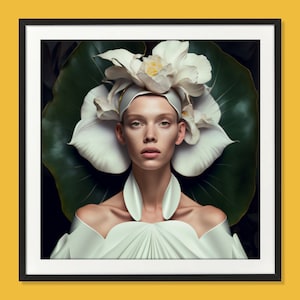 Flower Lady Art Print, Portrait Art, Botanical Art, AI Art, Modern Art Print, Photography Print, Fine Art Photo, Floral Art