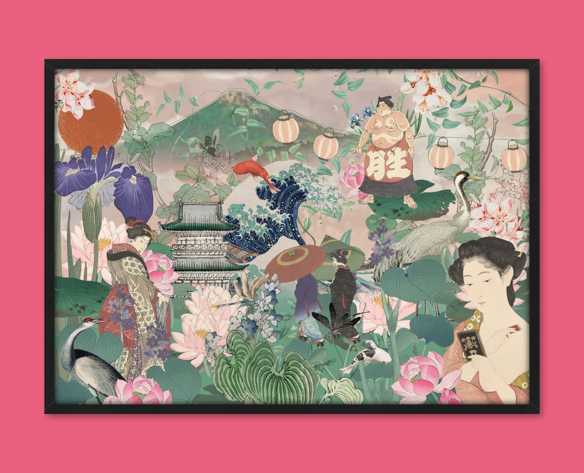 Japan Print, Collage Art, Geisha Print, Japanese Art, Sumo Japan Print, Collage Art, Geisha Print, Japanese Art, Sumo