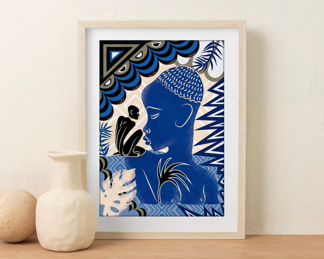 Art Deco Black Woman Portrait Print, African Tropical Wall Art - Etsy
