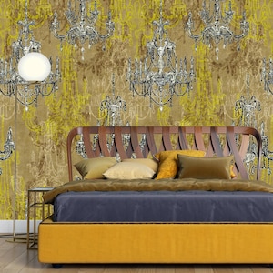 Carta da parati murale con lampadario, carta da parati artistica moderna, carta da parati glamour, carta da parati staccabile e adesiva, carta da parati tradizionale, carta da parati per camera da letto