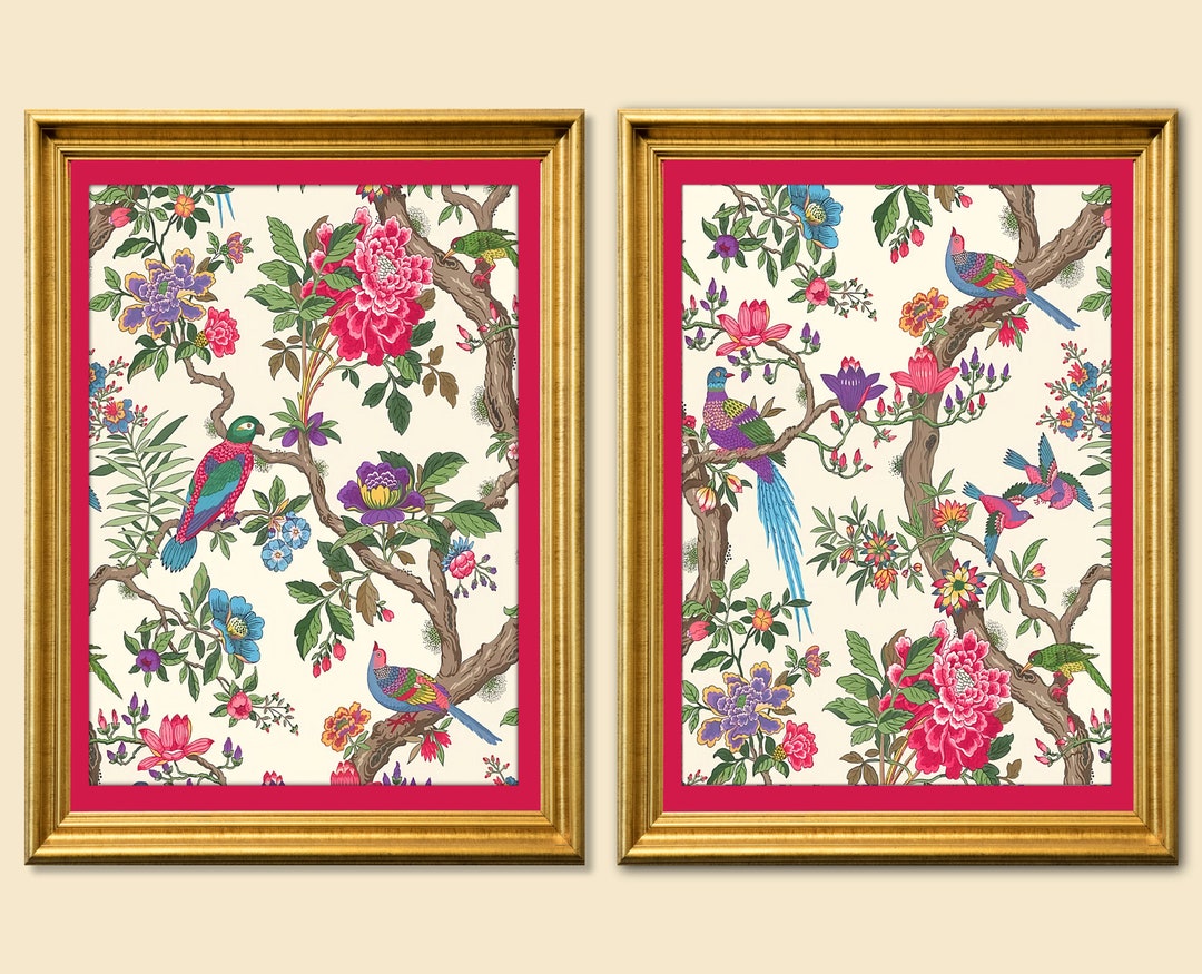 Colourful Chinoiserie Art Print, Chinese Art Print, Embroidery Print ...