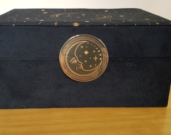 Velvet Moon and Stars Jewellery Box (Black)