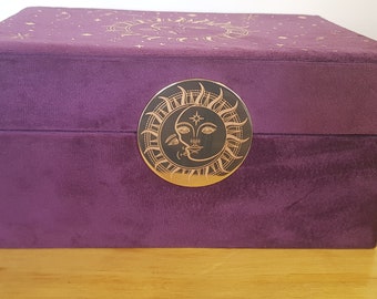 Velvet Sun, Moon and Stars Jewellery Box (Purple)