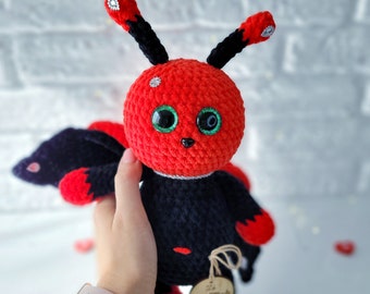 Ladybug Crochet toyFinished toy Plushie Beautiful gift  Amigurumi Red Black
