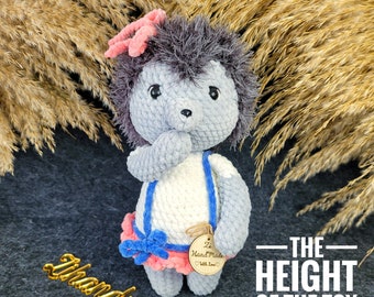 FINISHED TOY | Hedgehog Crochet toy Handmade Beautiful gift Amigurumi Grey White Pink Blue