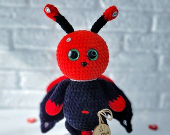 Jouet coccinelle au crochetJouet fini Peluche Beau cadeau Amigurumi Rouge Noir