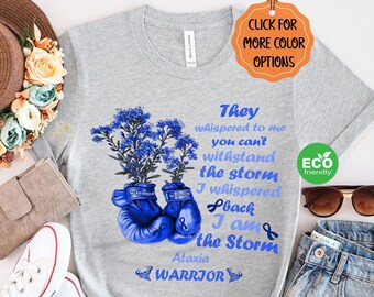 Floral Gloves Ataxia Awareness Shirt, Ataxia Warrior Gifts, Blue Ribbon Shirt for Ataxia Support