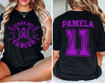 Personalized Pancreatic Cancer Baseball Shirt, Strike Out Pancreatic Cancer T-Shirt, Baseball Gift for Pancreatic Survivor Shirts