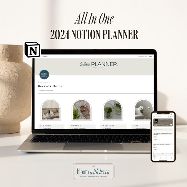 All In One 2024 Notion Planner | Ultimate life planner, Weekly planning, Habit Tracker, Goal Planning, Journal