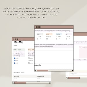 May include: A digital planner template with a light brown background. The template includes sections for daily tasks, weekly planning, and a calendar. The text "planner" is at the top of the page.