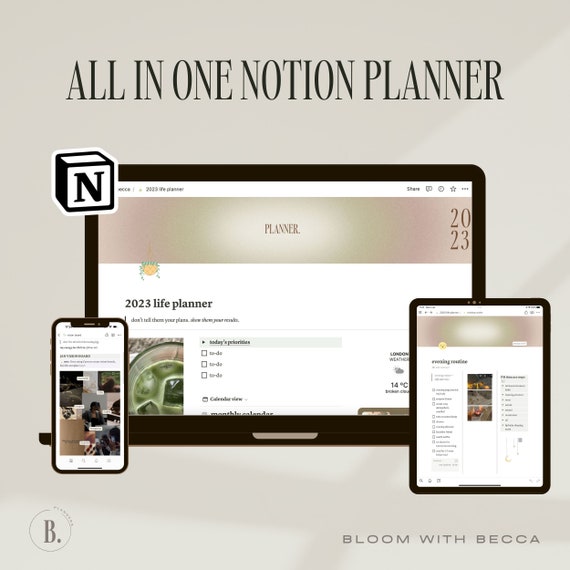 all-in-one NOTION PLANNER |  aesthetic & beginner friendly template, ultimate dashboard, habit tracker, goal planning, 2023