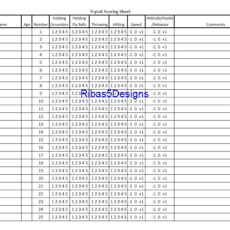 Softball Tryout Evaluation - Etsy