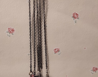 Chatelaine, Antique Steel,five chains ,Thimble + bucket,Mirror,pin cushion, needle case.