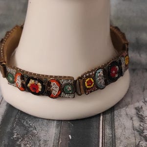 Vintage Bracelet, Micro mosaic, Italian Brass, Stunning.