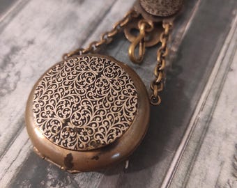 Vintage Brass Chatelaine Clip: Pocket Watch Case with Dog Clip