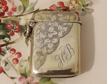 Antique Victorian Sterling Silver Cat Vesta Case Match Safe Birmingham ...