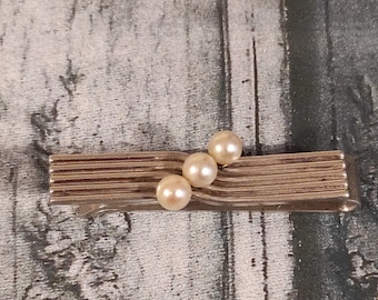 Antique Mikimoto Silver & Pearl Tie Clip.