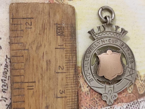 Antique Fob Solid Silver/Blank Gold Cartouche, He… - image 4