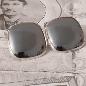 Boutons de manchette vintage, argent Siam, façades métalliques Neillo UNIes RARE.
