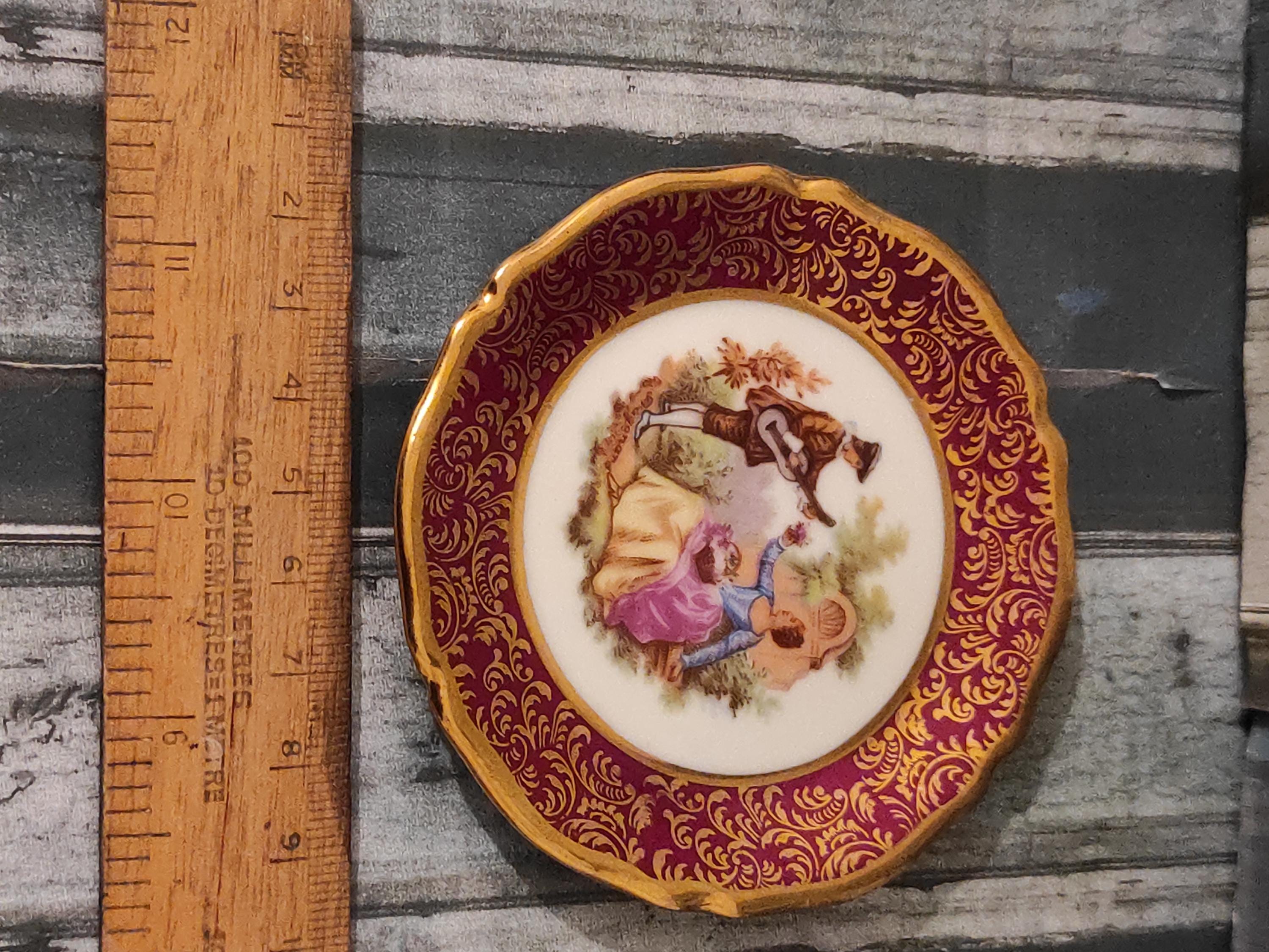 ANCIEN PETIT POT de CHAMBRE A LA ROSE de POUPEE PORCELAINE peinte œil au fond Floral,Végétal