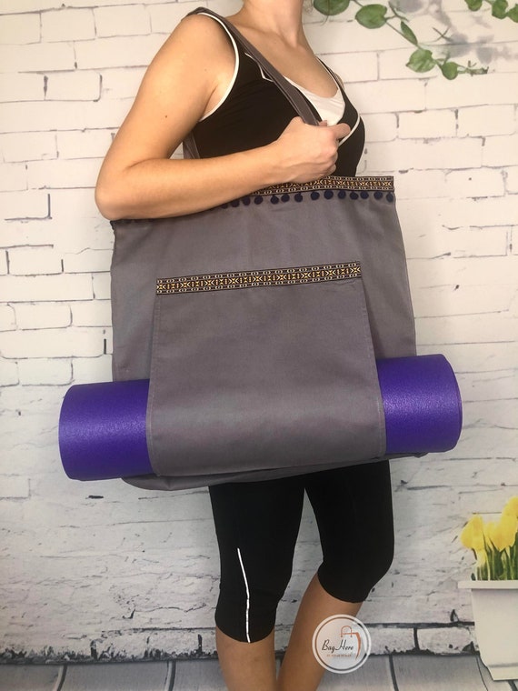 Gray Yoga Mat Bag Large Yoga Bag With Mat Holder One of a Kind Yoga Mat Carrier Yoga Mat Holder Pilates Bag for Women Yoga and Zen Gift Etsy UK