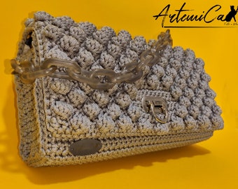 Charming Smoke - Missoni Style Pearl Gray Crochet Bag | Hand made