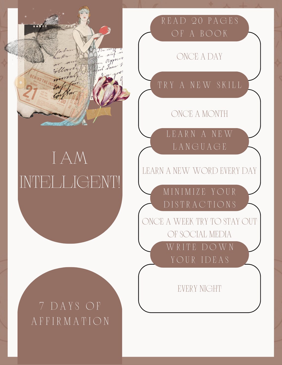 Printable Planner, Affirmation Planner, 7 Days Affirmations, Everyday ...