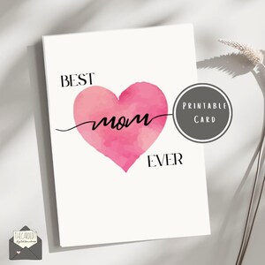 Carte imprimable pour la fête des mères, jolie carte minimaliste de fête des mères pour maman de sa fille, meilleure maman de tous les temps, carte à téléchargement immédiat, impression à la maison