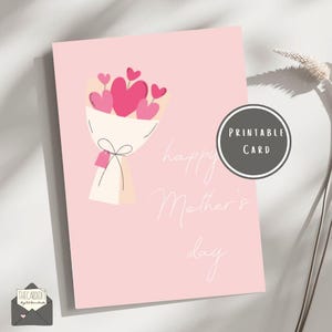 Tarjeta imprimible para el Día de la Madre: Linda tarjeta minimalista para el Día de la Madre para mamá de parte de su hija. Descarga instantánea. Imprime en casa.