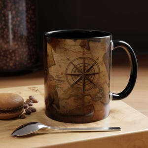 Vintage Compass Map Mug | Nautical Adventure Coffee Cup