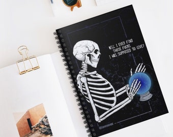 Skeleton looking in Crystal Ball Spiral Notebook - Ruled Line