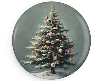Vintage Weihnachtsbaum Knopf Magnet: Urlaub Kühlschrank Dekor