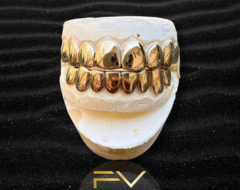 Echtes Massivgold Grillz, Benutzerdefinierter Goldschmuck, Goldzähne, Sterling Silber Benutzerdefinierte Grillz, Echt 925 Silber Grillz, Diamantschliff Benutzerdefinierte Grillz