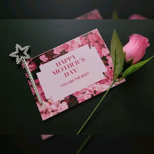 Día de la Madre, Feliz Día de la Madre, Tarjeta del Día de la Madre, Día de la Madre, Mamá, Mamá, Mejor Mamá, Mamá, Floral, Rosa, Tarjeta Floral, Especial