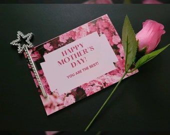 Tarjeta floral para el Día de la Madre / Acabado mate, poema en el interior