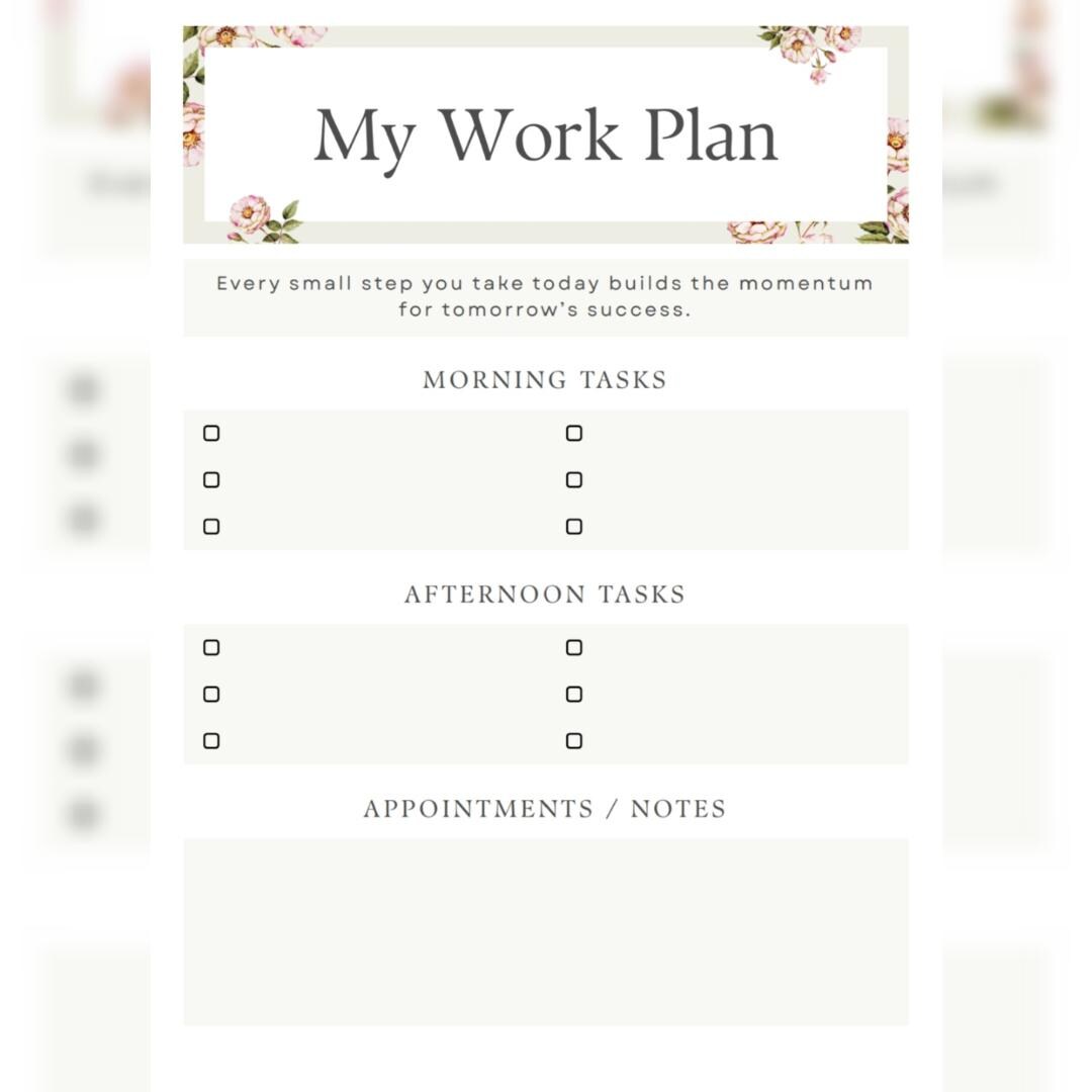 Motivation Planner Layout Digital Work Plan | Printable PDF Planner With Original Motivational ...