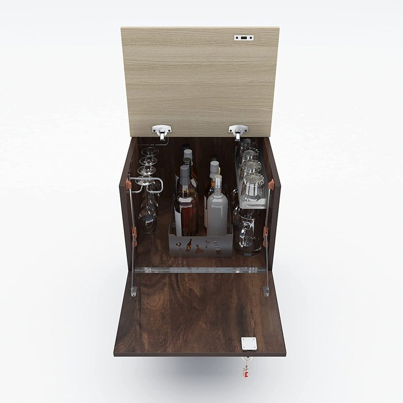 Mini Bar on Wheels Engineered Wood Bar walnut, Matte Finish