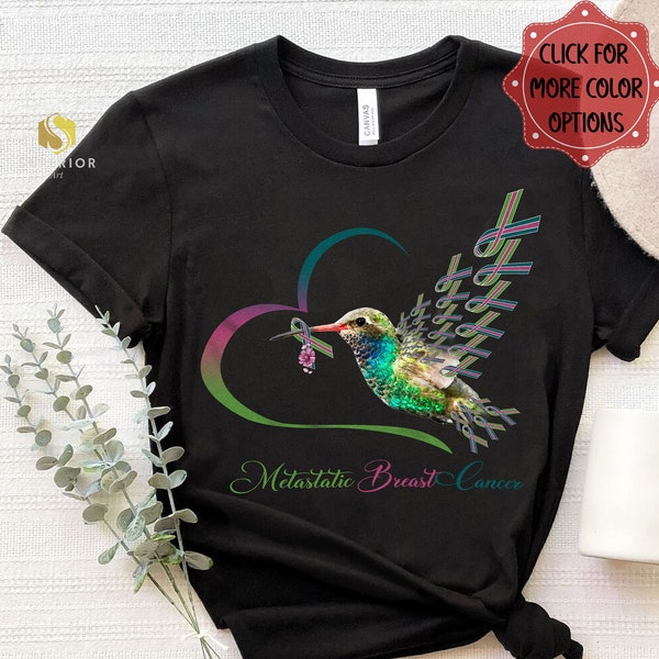 Bird Pink Green Teal Ribbon Metastatic Breast Cancer Awareness Shirt, Gift For Metastatic Breast Cancer Warrior Gift For Mom